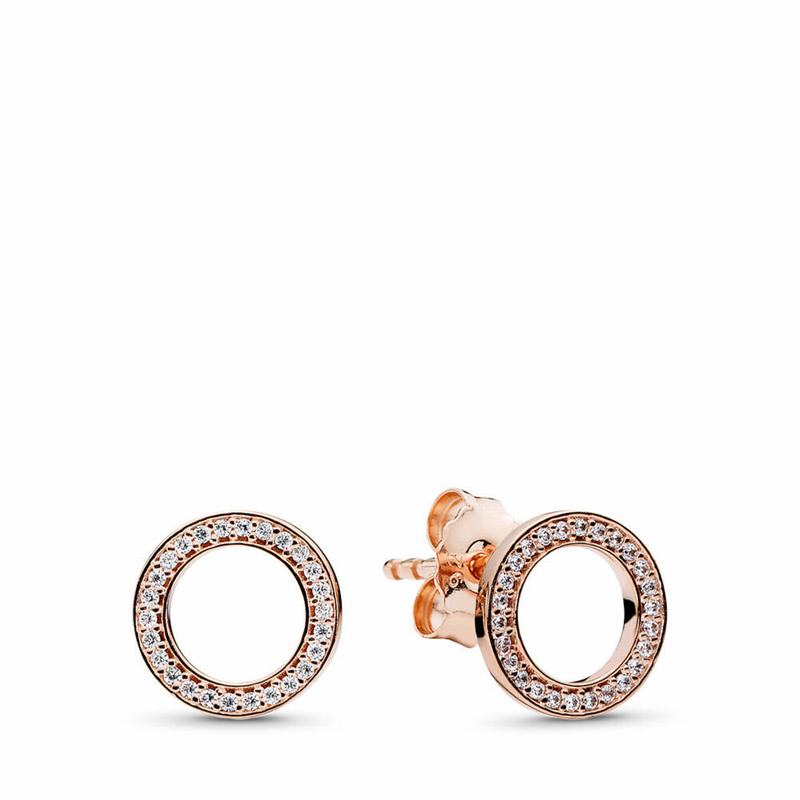 Pandora Rose™ Forever Pandora Stud Earrings - Pandora Rose/Cubic Zirconia - Canada | XI7241OE